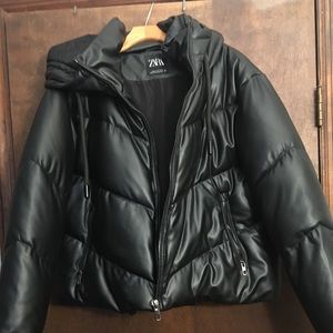 Zara faux leather puffer